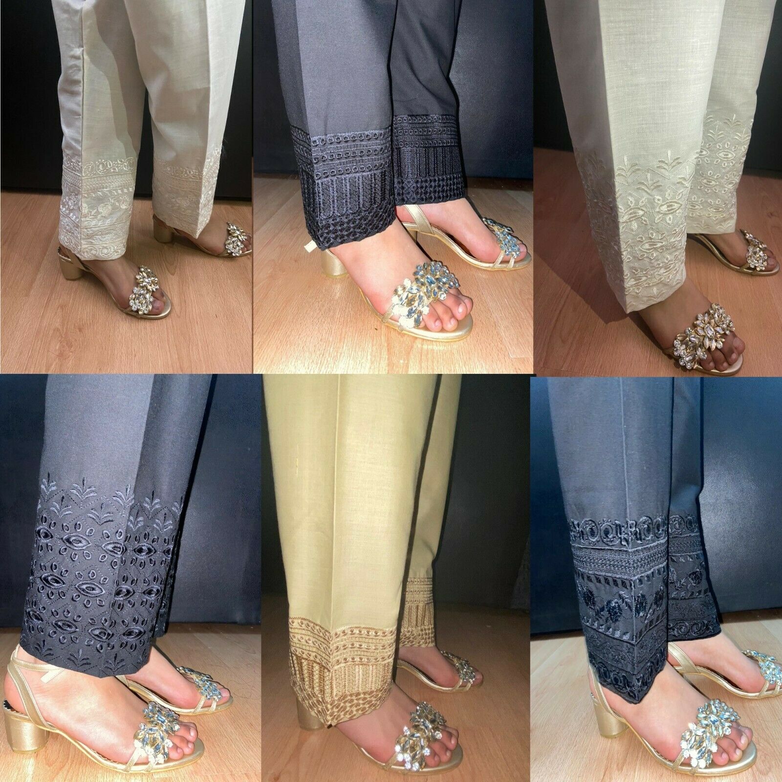 Ladies Trousers Pakistani Indian plus Capri Pencil Pants Embroidery Shalwar  SF96  eBay